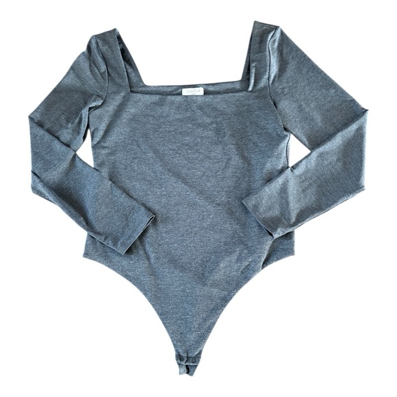 Aritzia Tops - Aritzia Contour Bodysuit Womens Size XL Dark Gray Long Sleeve Square Neck Unworn